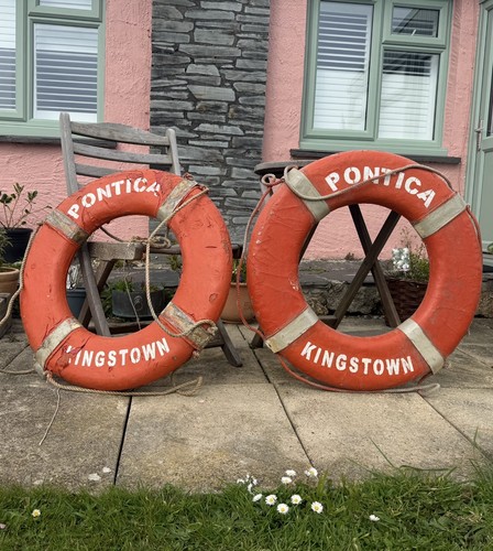 Pair vintage life buoys - pair,