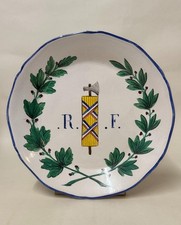 French Revolution Faience Plate - 'RF' Fasces Oak & Olive Branches 18th Century
