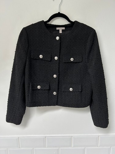 Black boucle boxy fit - black,
