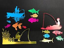 Fishing Angling Fisherman Fish Die Cut Card Toppers. Fathers Day Birthday Dad