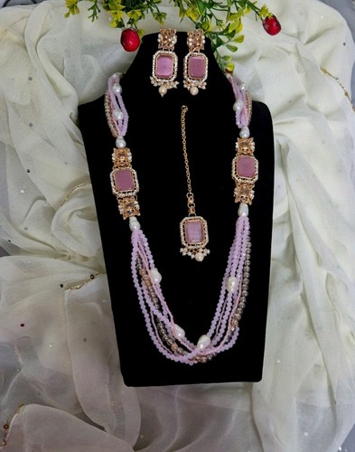Pink long necklace - necklace, with