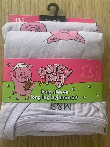 Girls pyjamas pink percy - m&s,