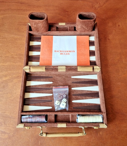 Travel backgammon set - set, faux