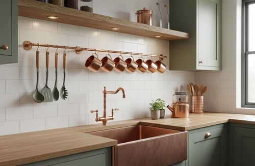 Copper utensil rail kitchen - rail:,