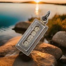 Small 1978 Vintage English Hallmarked Sterling Silver Ingot Bar Pendant Charm