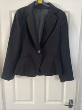 New Look Black Pinstripe Blazer, Size 12/14