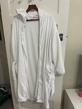 White 100% Cotton Waffle Robe Pockets Dressing Gown Size L Unisex