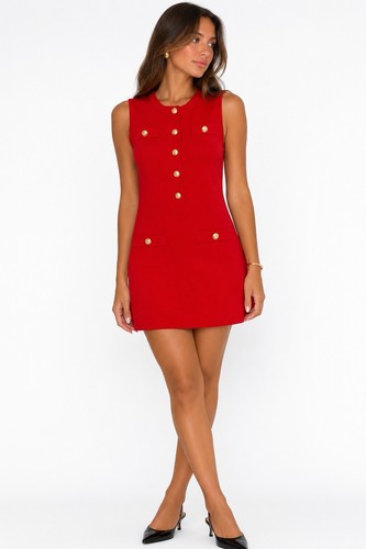 Zara red mini dress gold - red,
