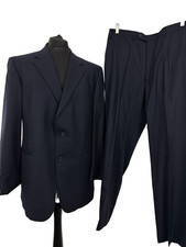 DAKS Signature Suit Mens 44R 36W 31L Navy Pinstripe 100% Wool