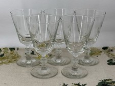 ANTIQUE 1930s ART DECO set of star engraved clear glass small wine glasses [5]