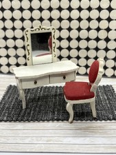 Vintage Lundby Dolls House Rococo Dressing Table and Chair - 1:16 scale