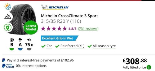 Michelin tyres half - half, price