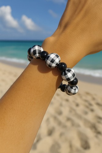 Black white buffalo plaid - white,