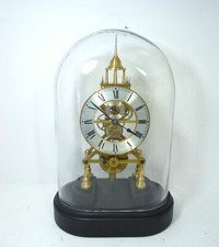 Beautiful Large Skeleton Clock with Second in Glass Lintel around 1900 Excellent