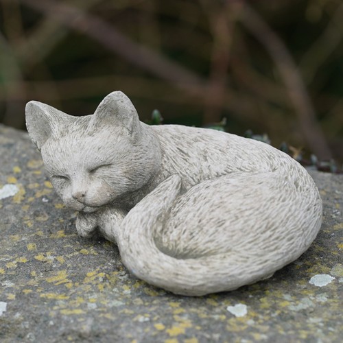 Sleeping cat stone statue - cat,