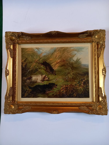 Gilt framed antique print - print, of