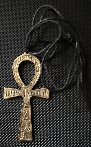 Ankh pendant brass hieroglyphs