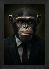 Monkey Chimp in Suit Framed