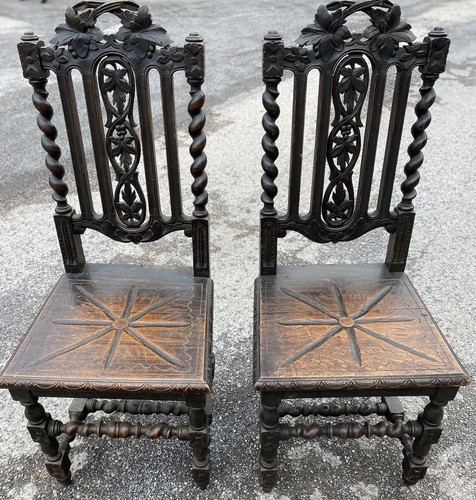 Pair jacobean style carved - pair,