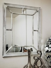 Distressed Antique White window Mirror Stylish Decor Wall hallway rustic 60x76CM