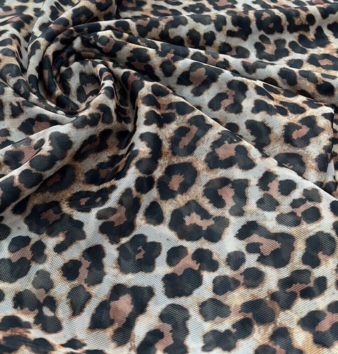 Brown leopard mesh - mesh, fabric