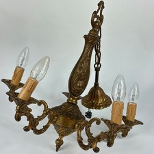 Vintage French Large 5 Arm Ornate Heavy 3.7kg Bronze Ceiling Lighting Chandelier