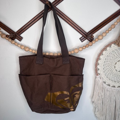 Roxy brown gold logo tote - roxy,