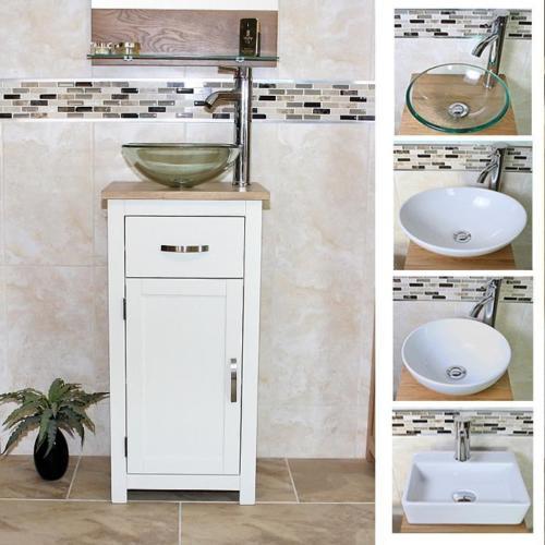 Solid oak top bathroom cabinet - oak,