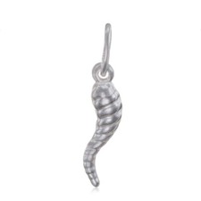 925 Sterling Silver Italian Horn Pendant – Bumpy Good Luck Charm – Jewellery