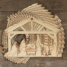 10x Wooden Nativity Manger