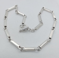 Substantial Fully Hallmarked 925 Silver Bar Link Necklace with T Bar 16" 83.5g