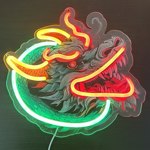 Neon sign dragon wall art - sign, usb