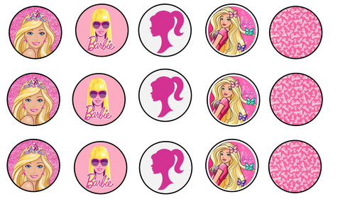 15x barbie cupcake toppers - cupcake,