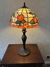 Lamp Tiffany Leaded Colourful Shade Cast Bronze Base 30 X 60 Cm 