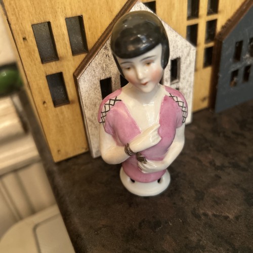 Antique porcelain pin - porcelain,