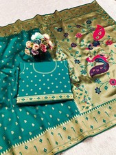 Paithani Silk Saree with Unstitched Blouse –5.5m Elegant Saree Weddings Festival