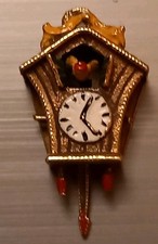 9ct Gold Vintage  Cuckoo Clock  Enamel  Moving Bird Hallmarked George Jenson.