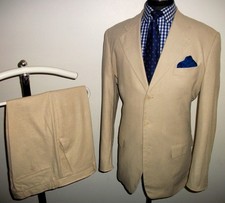 BEIGE LINEN Wedding SUIT Jacket BLAZER Trousers Pants WEDDING RACING C46 W38 L32