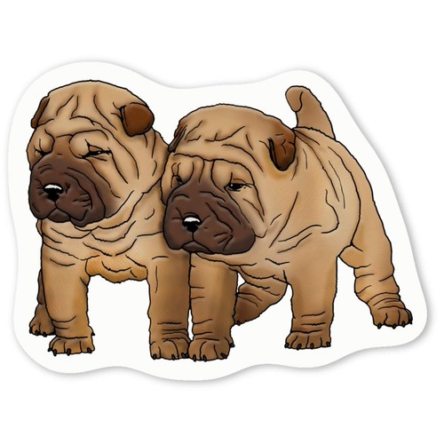 Shar pei puppies white - white, vinyl