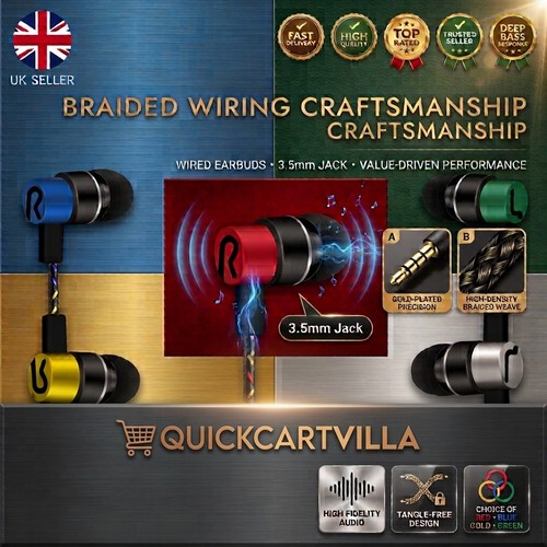 Braided headphones earphones - braided,