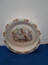 Vintage Royal Doulton Bunnykins Porridge Bowl - Baby bunny playing in the sink