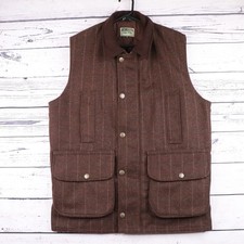 Hoggs Of Fife Tweed Gilet Mens M Wool Field Shooting Vest Full Zip Plaid Brown