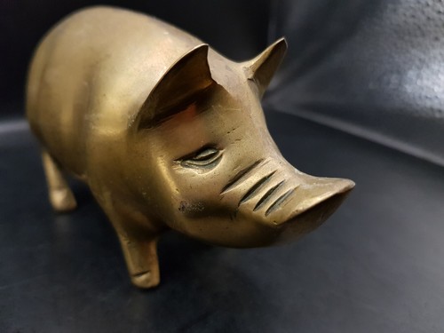 Old vintage solid brass pig - solid,
