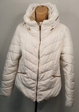 Women ZARA BASiC Tan  White  Coat Size L