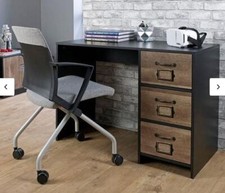 Home/Office Desk Industrial Style Black & Rustic Oak Effect 3 Drawer 72x100x49cm