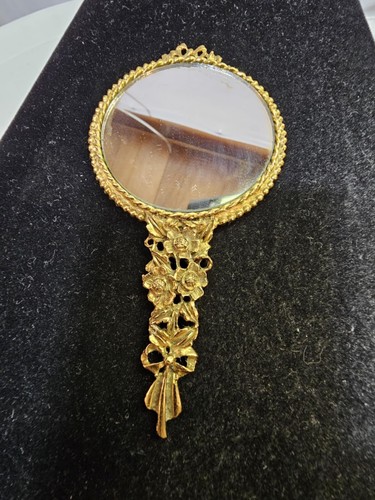 Beautiful brass pocket mirror - brass,