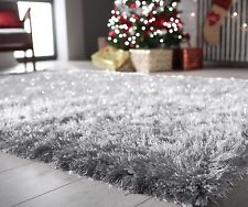 Large Shaggy Rug Fluffy Shimmer Sparkle Carpet Living Room Bedroom  Floor Mat