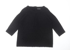 Two Danes Womens Black Merino Wool Pullover Jumper Size L