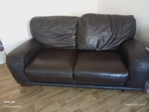 Leather brown seat sofa - brown,