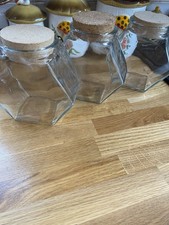 Set of 3 vintage Hexagon glass